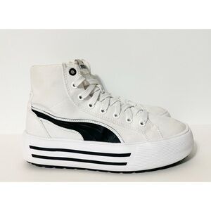 PUMA Kaia 2.0 Mid Top Sneakers, White & Black, Women's Size 7
